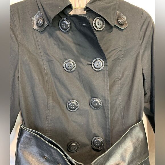 𝅺MACKAGE Leather Trimmed Back Pleated Trench - Picture 2 of 15